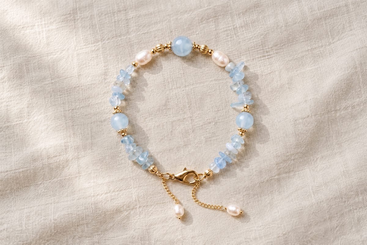 Aquamarine with gold or silver: which bracelet does crystal lore pair with calm?