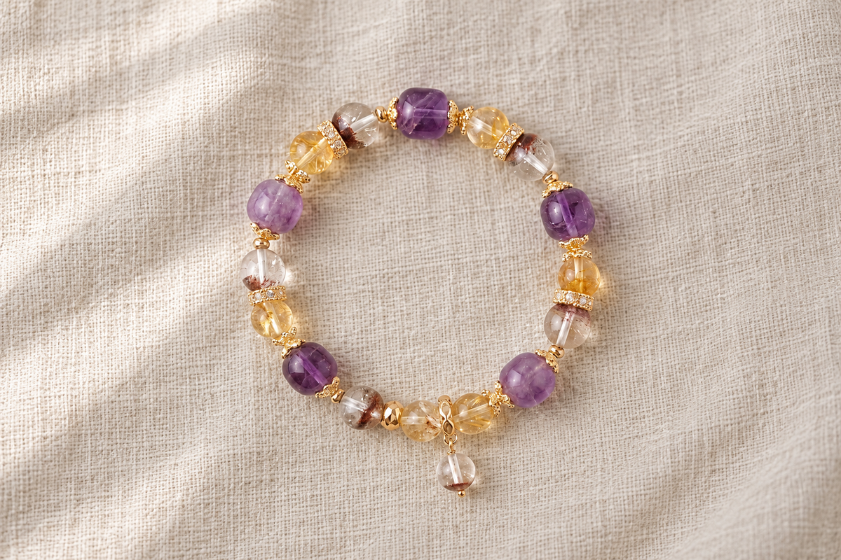 Are citrine bracelets, crystal lore's money stone, available with gold accents or settings?