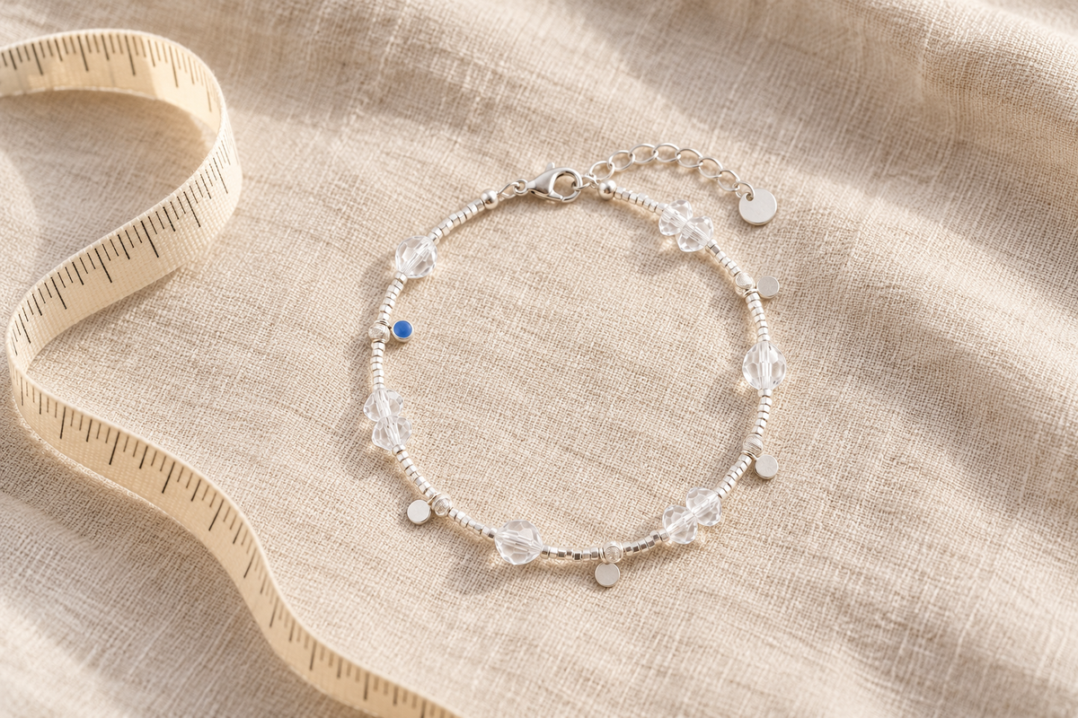Will a crystal bracelet fit an 8-year-old's wrist securely, and what size should I get?