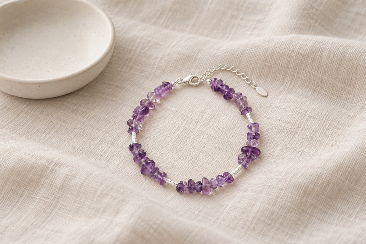 Where can I find a women's amethyst bracelet in silver?
