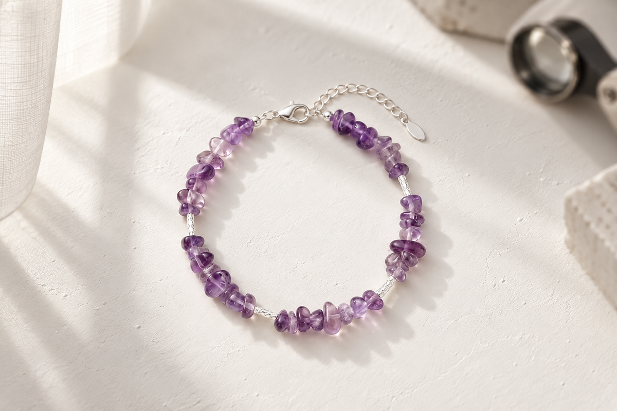 Heat-Treated vs Untreated Amethyst Bracelet: Can You Tell Which One Has Bubbles Inside?