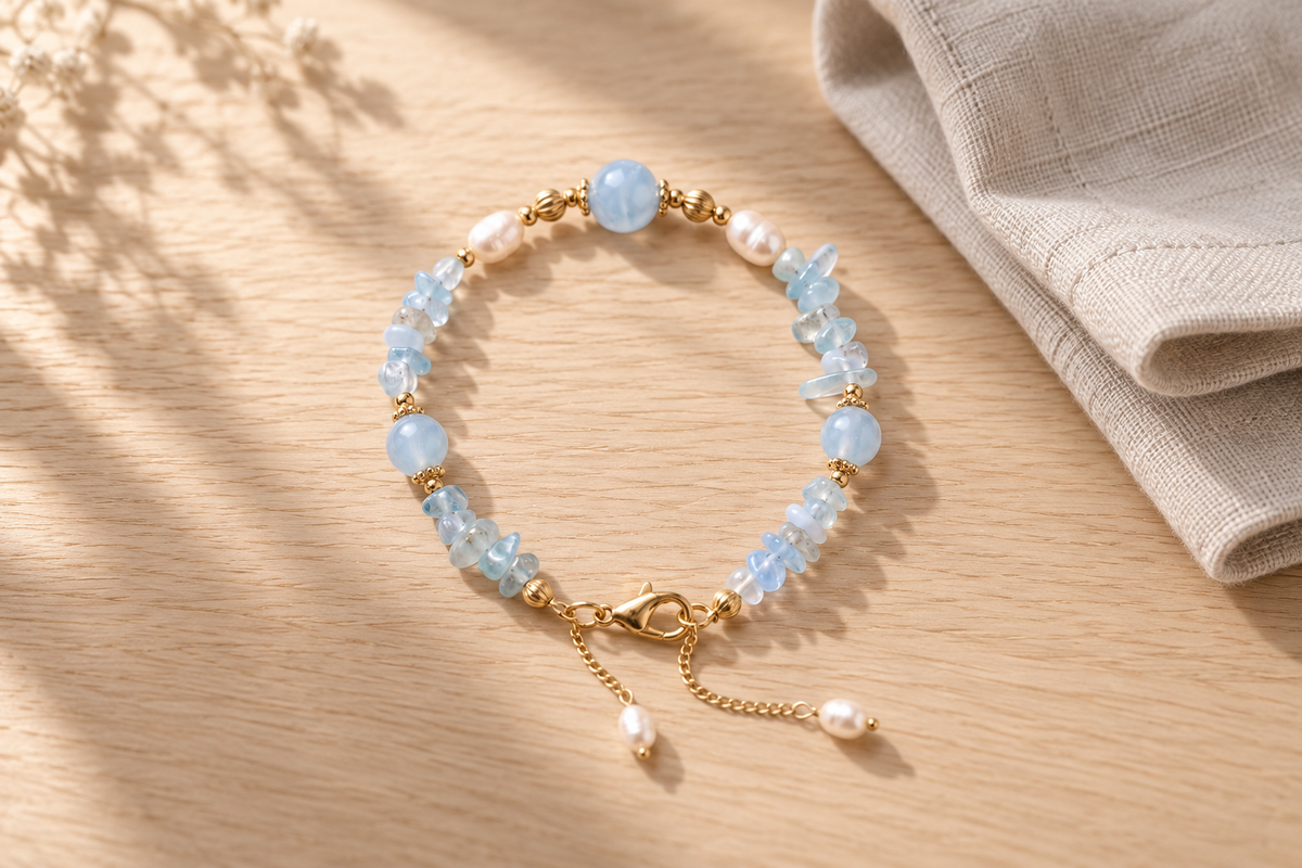 Where can men find a pearl bracelet, and which one does crystal lore pair with patience?