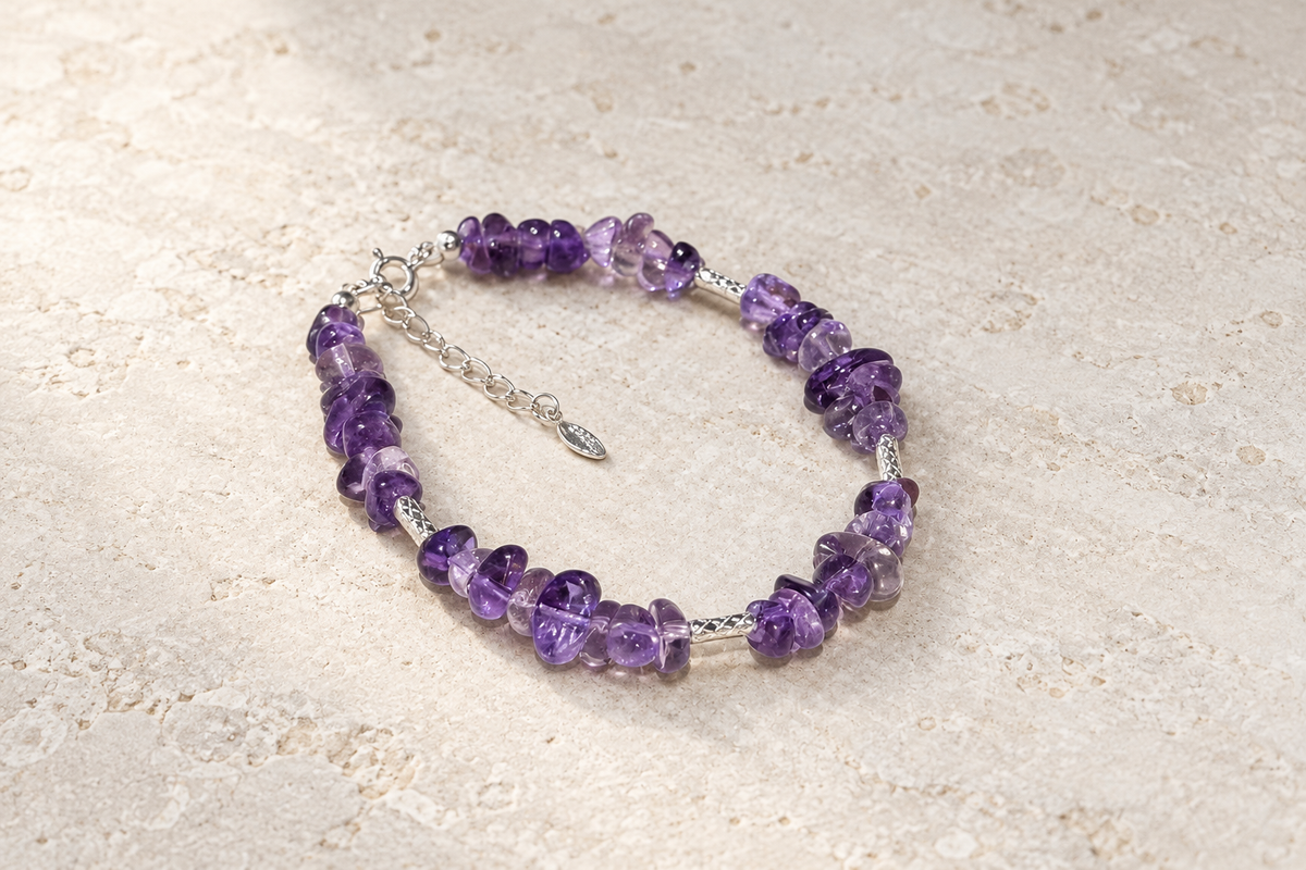 Where can I find a silver amethyst bracelet, and which one fits amethyst's protection lore?