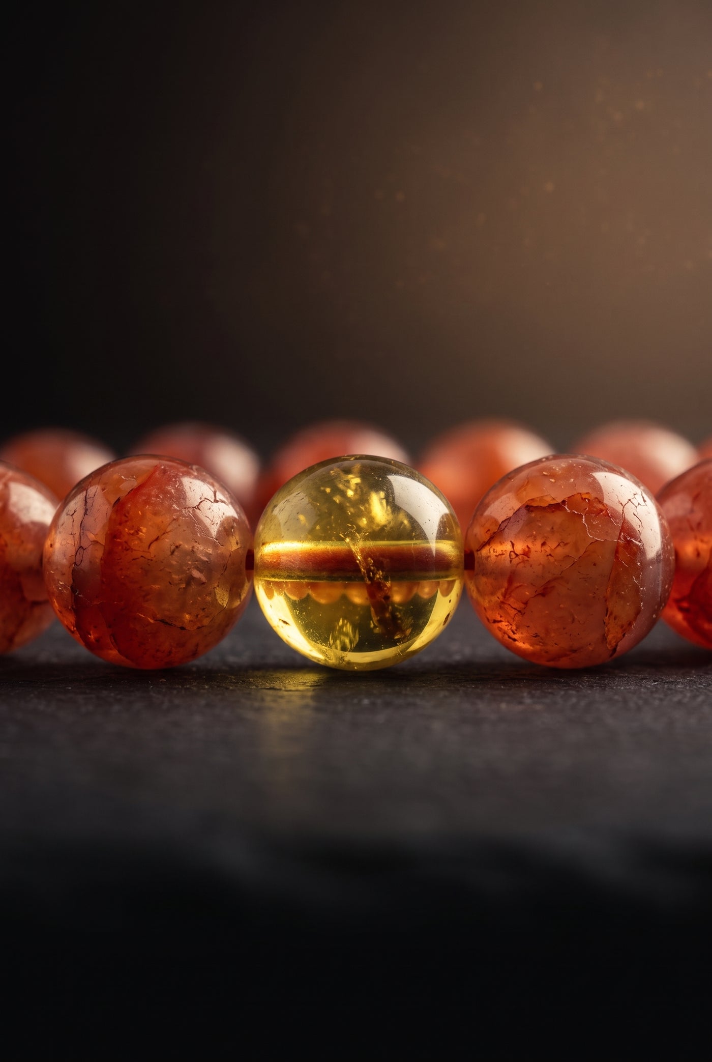 Red Thread — bead texture detail