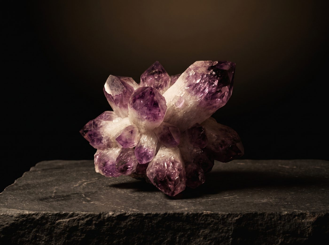 Amethyst on dark stone