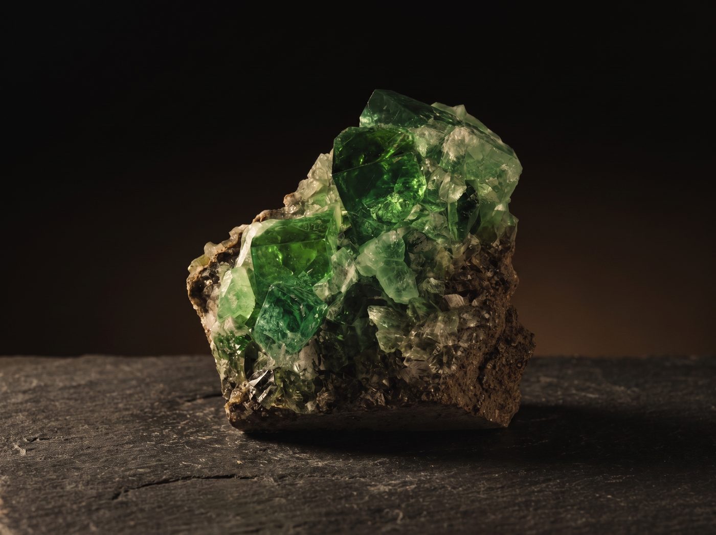Fluorite rough specimen on dark stone