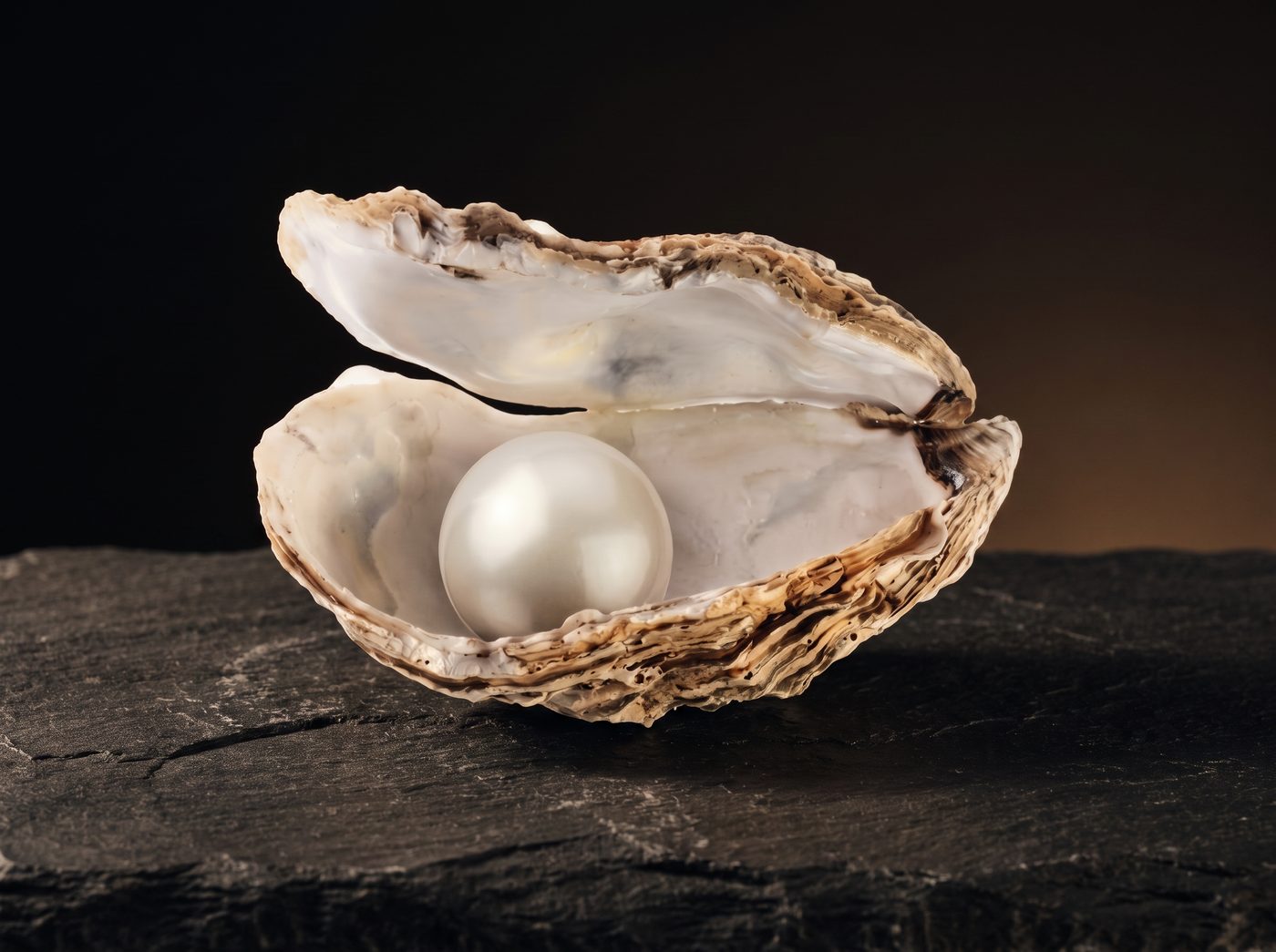 Freshwater Pearl on dark stone