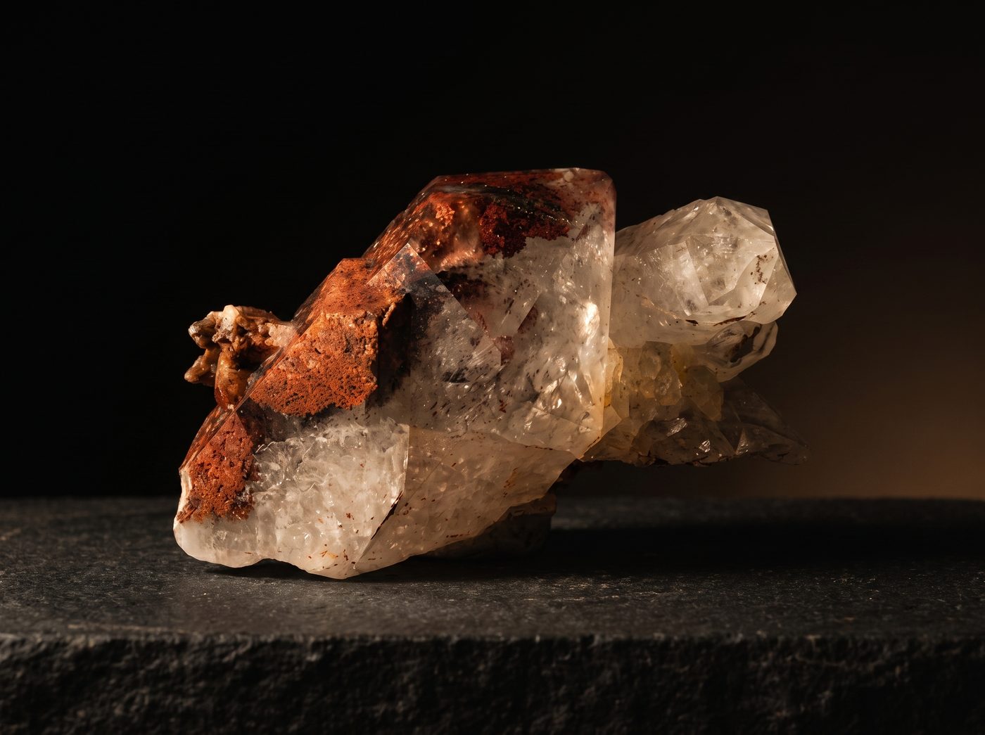 Garden Quartz rough specimen on dark stone