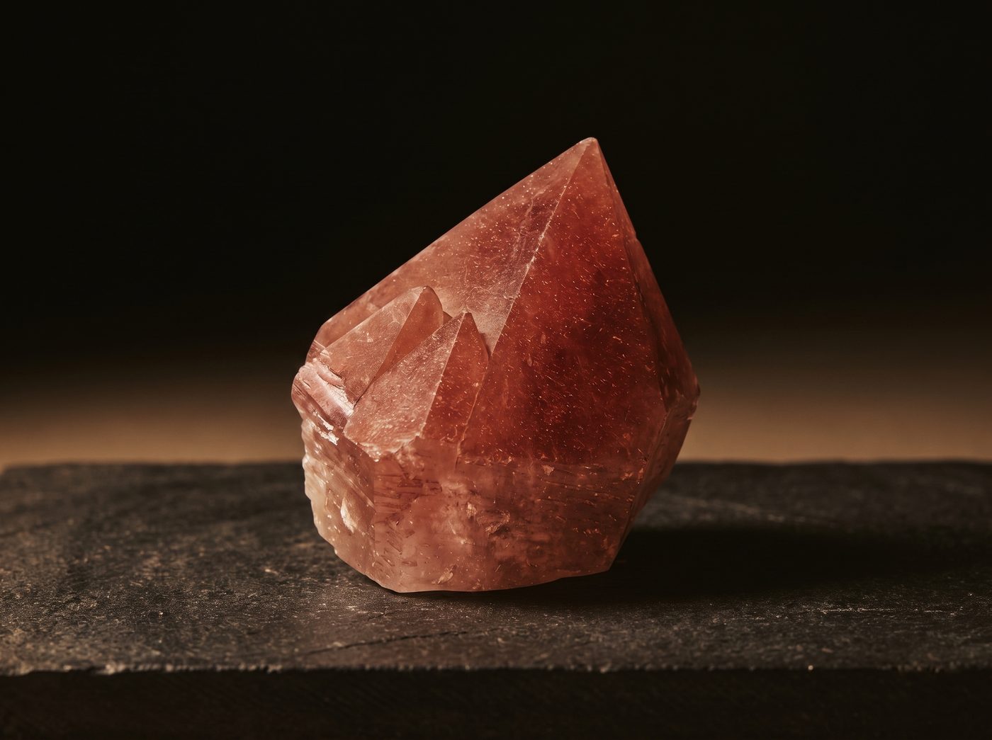 Golden Hematoid Quartz on dark stone