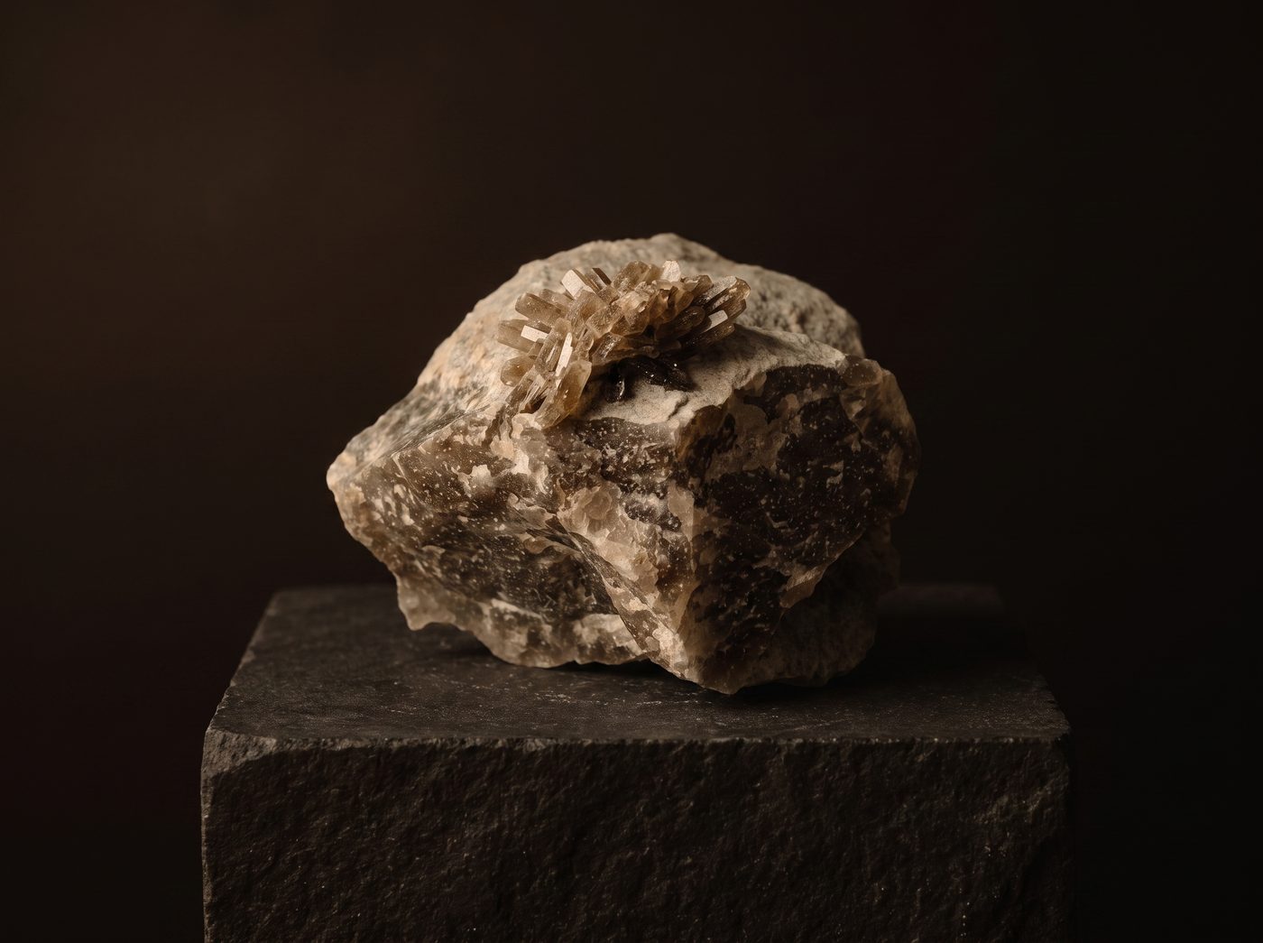 Howlite rough specimen on dark stone