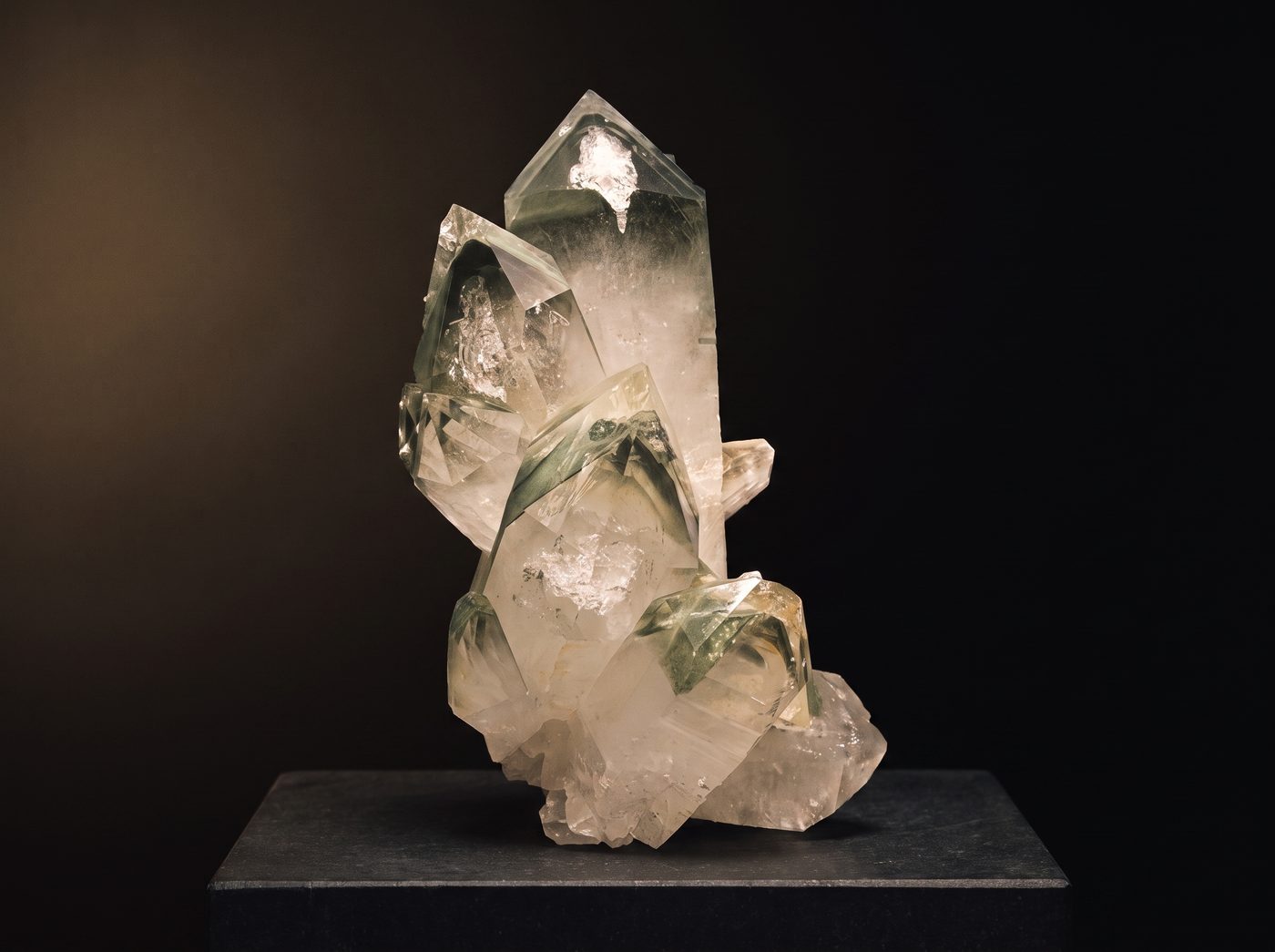 Phantom Quartz on dark stone