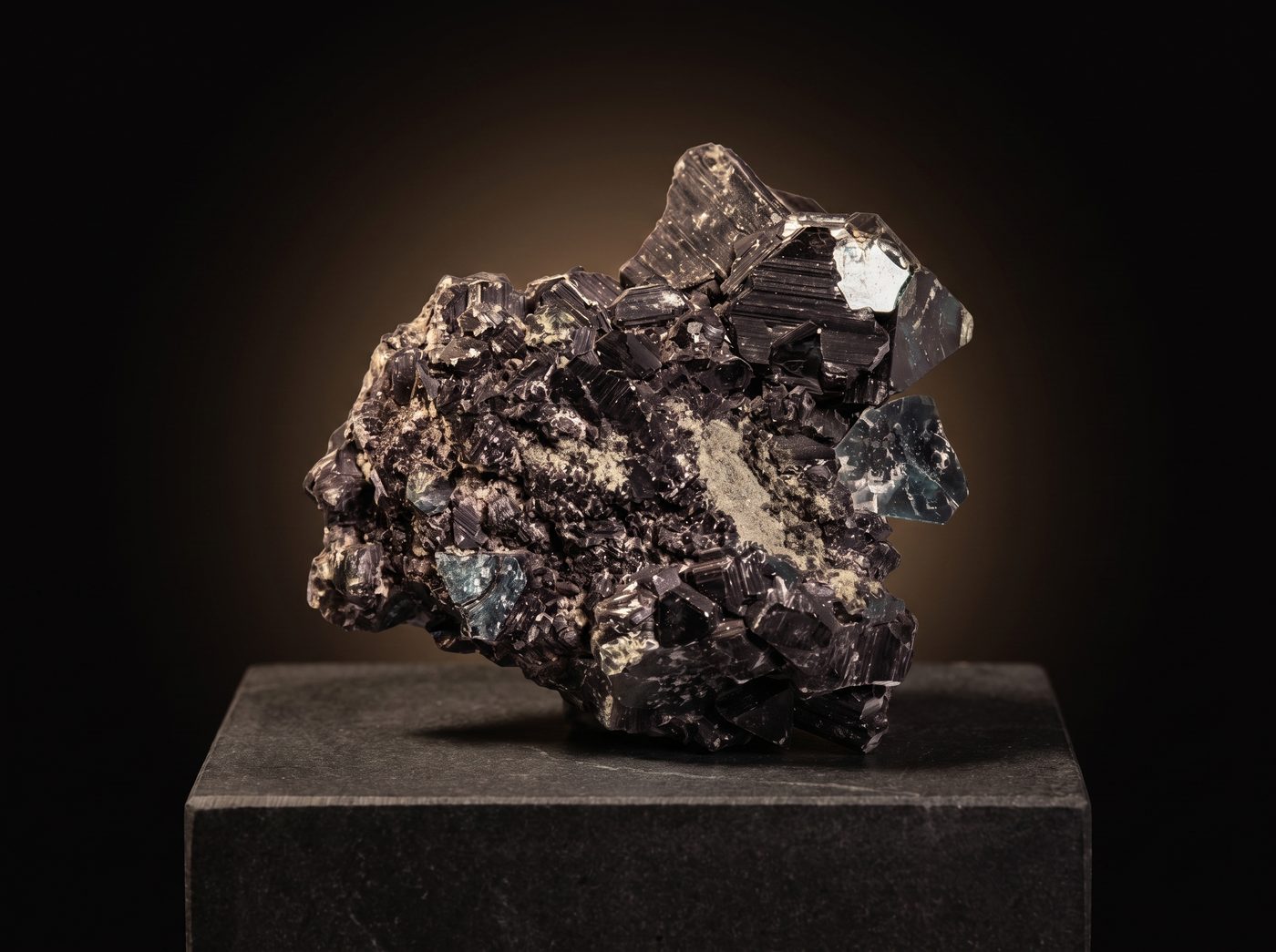Seraphinite rough specimen on dark stone