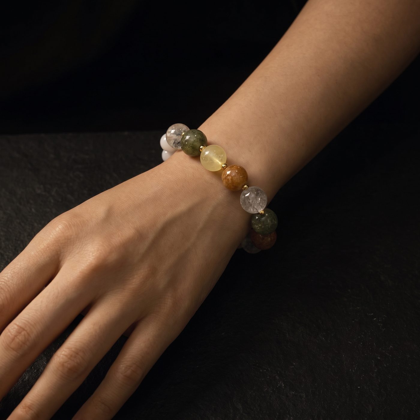 The same bracelet worn on a slender wrist